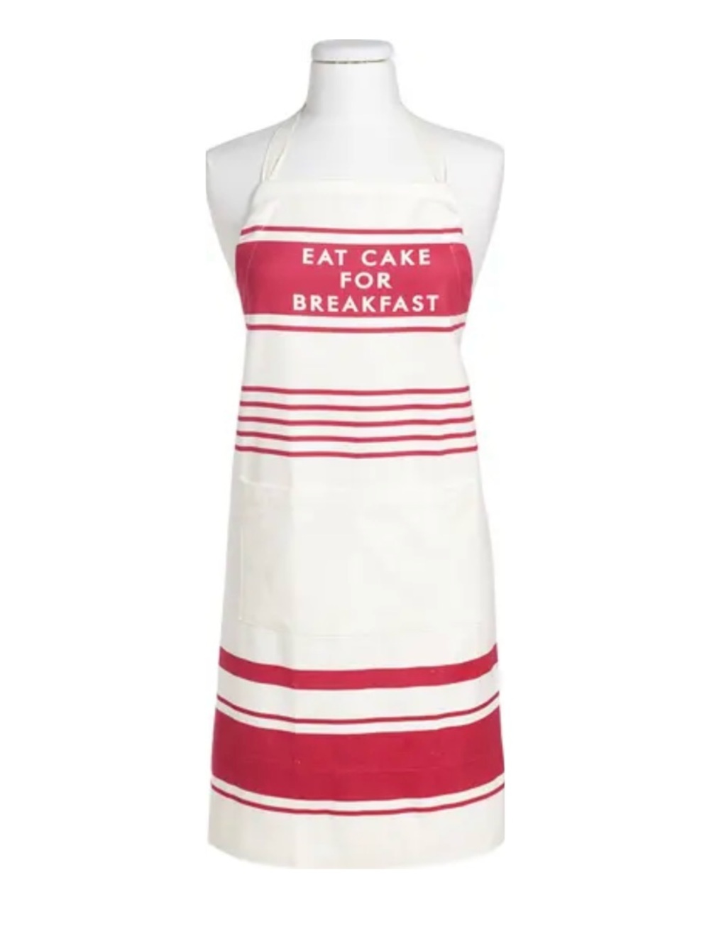 Kate Spade NY Dine Stripe Eat Cake For Breakfast Striped Apron White OS